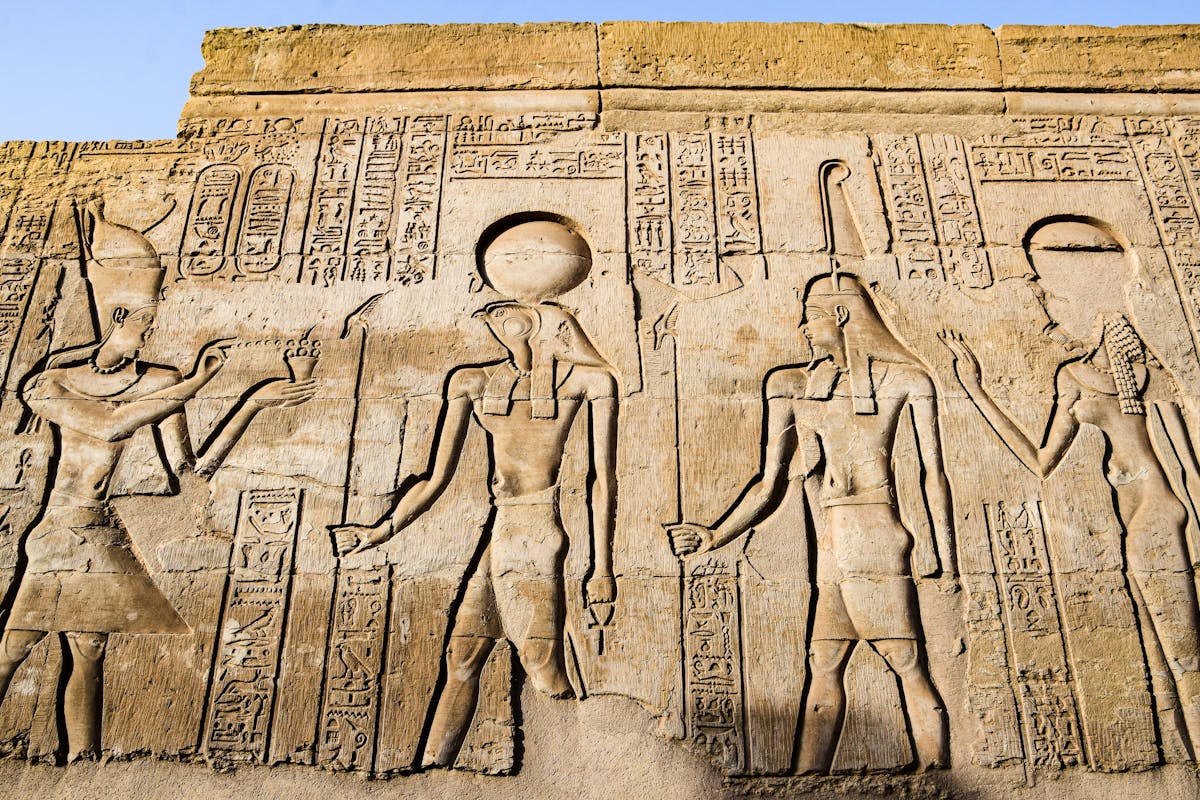 Ancient hieroglyphics on a wall in Egypt