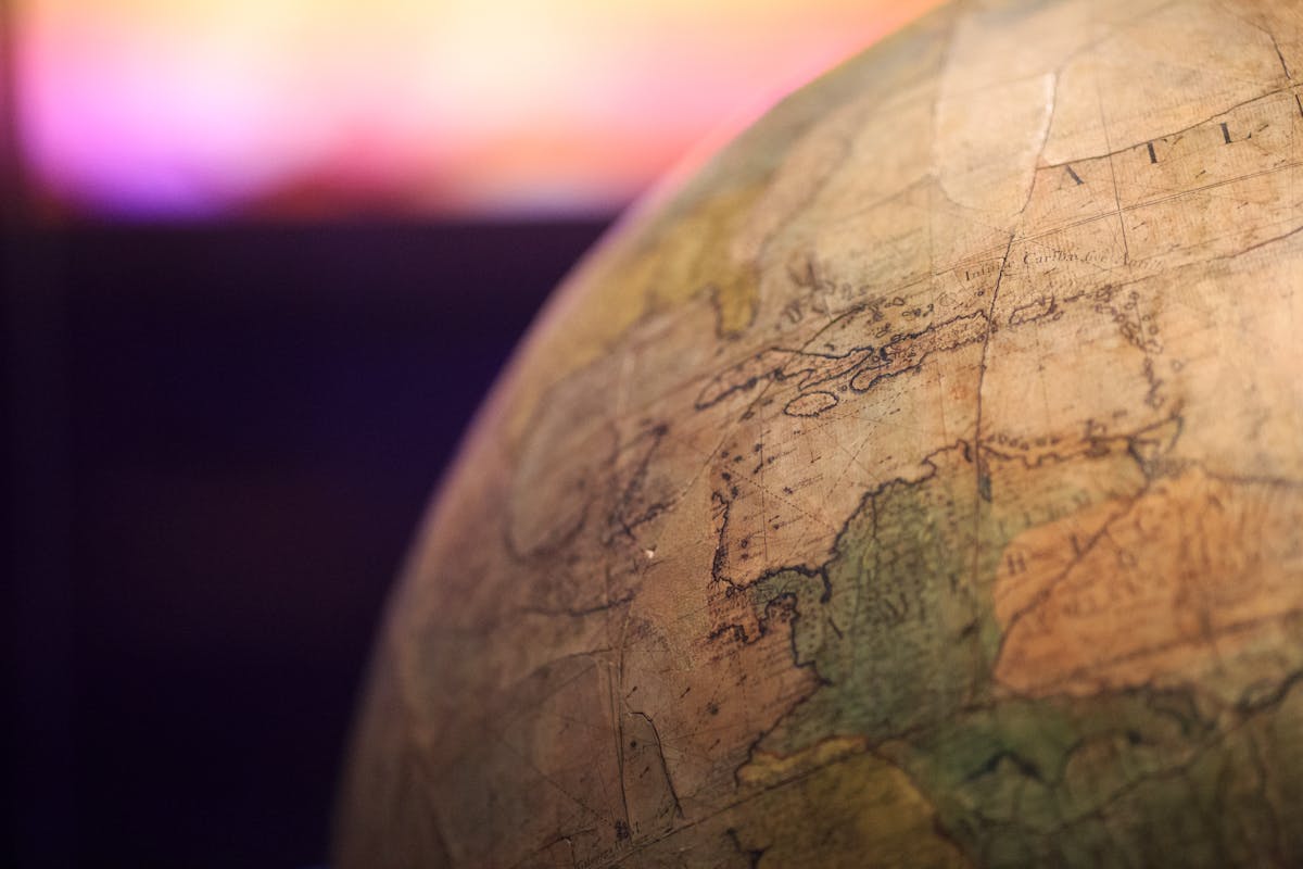 A circular globe that is old